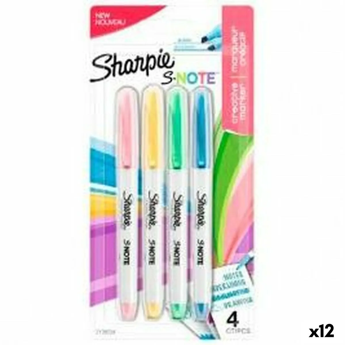 Set di Pennarelli Sharpie S-Note Multicolore 4 Pezzi 1-3 mm (12 Unità)