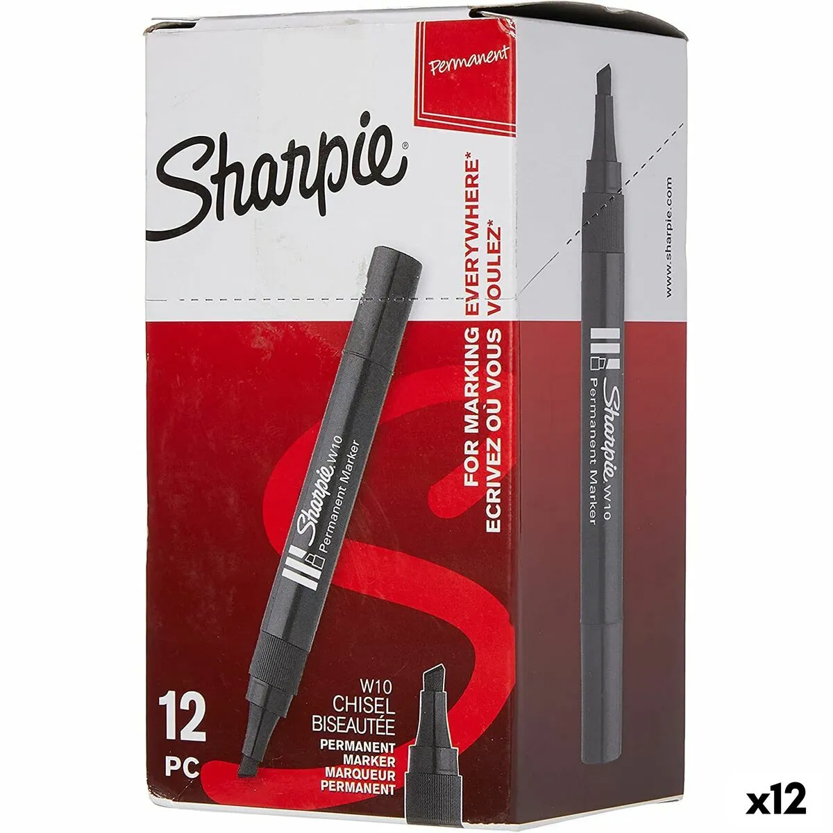 Marcatore permanente Sharpie W10 12 Pezzi 1,5-5 mm Nero (12 Unità)