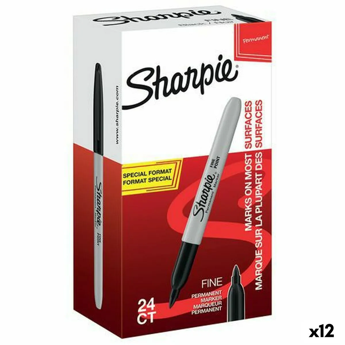 Marcatore permanente Sharpie 12 Pezzi Nero 0,9 mm (12 Unità)