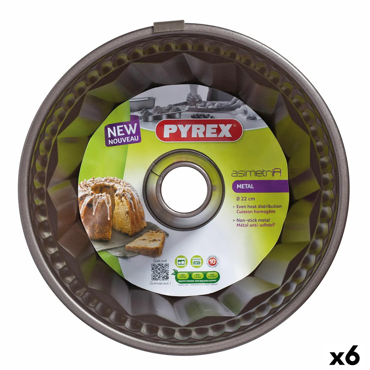 Stampo da Forno Pyrex Asimetria Anello Nero Metallo (6 Unità)