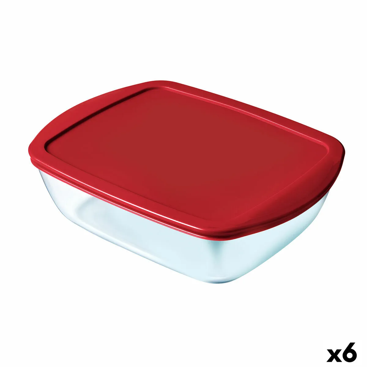 Portapranzo Rettangolare con Coperchio Pyrex Cook & Store Rettangolare 1 L Rosso Vetro (6 Unità)