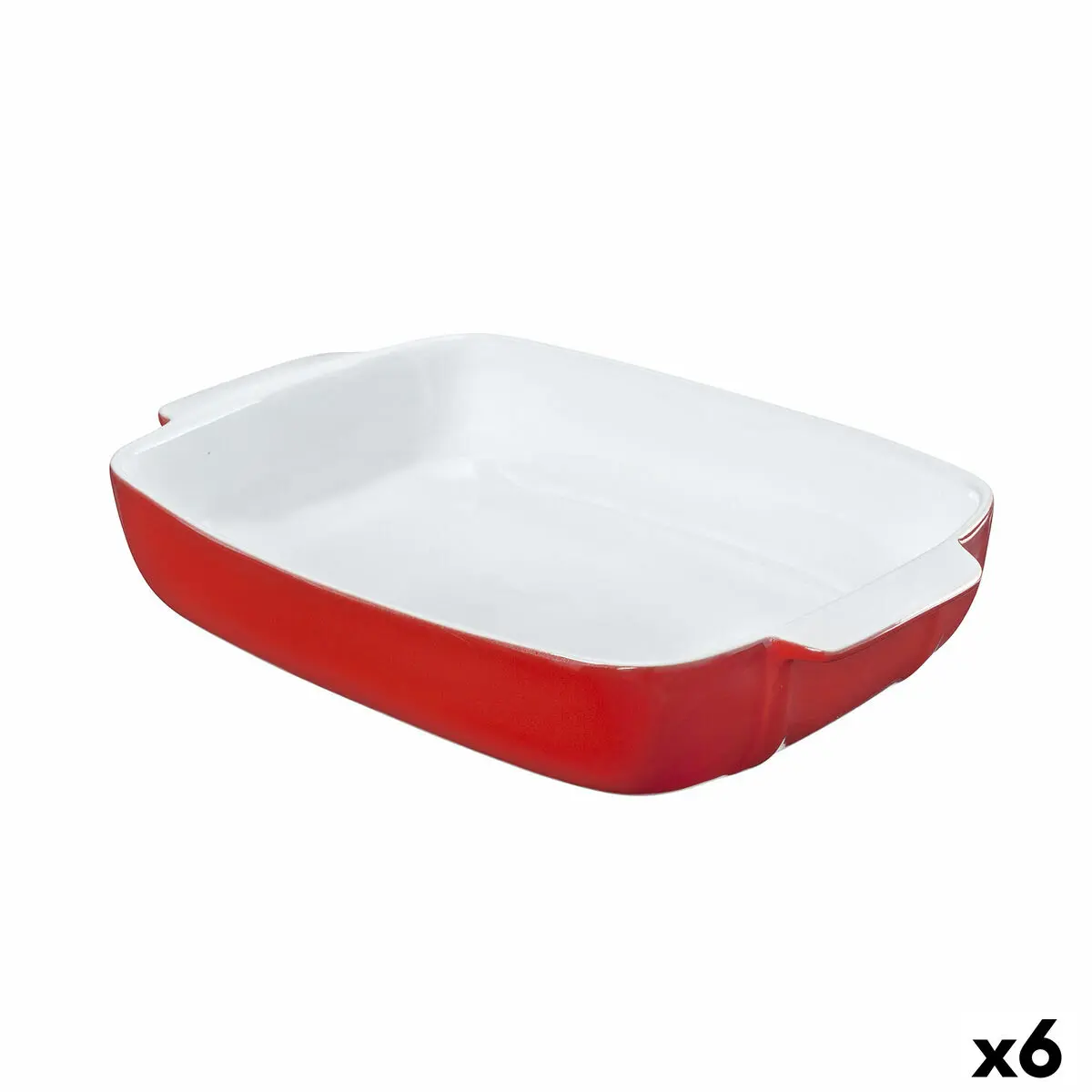 Pirofila da Forno Pyrex Signature Rosso Rettangolare Bianco Ceramica 6 Unità 29 x 19 x 7 cm