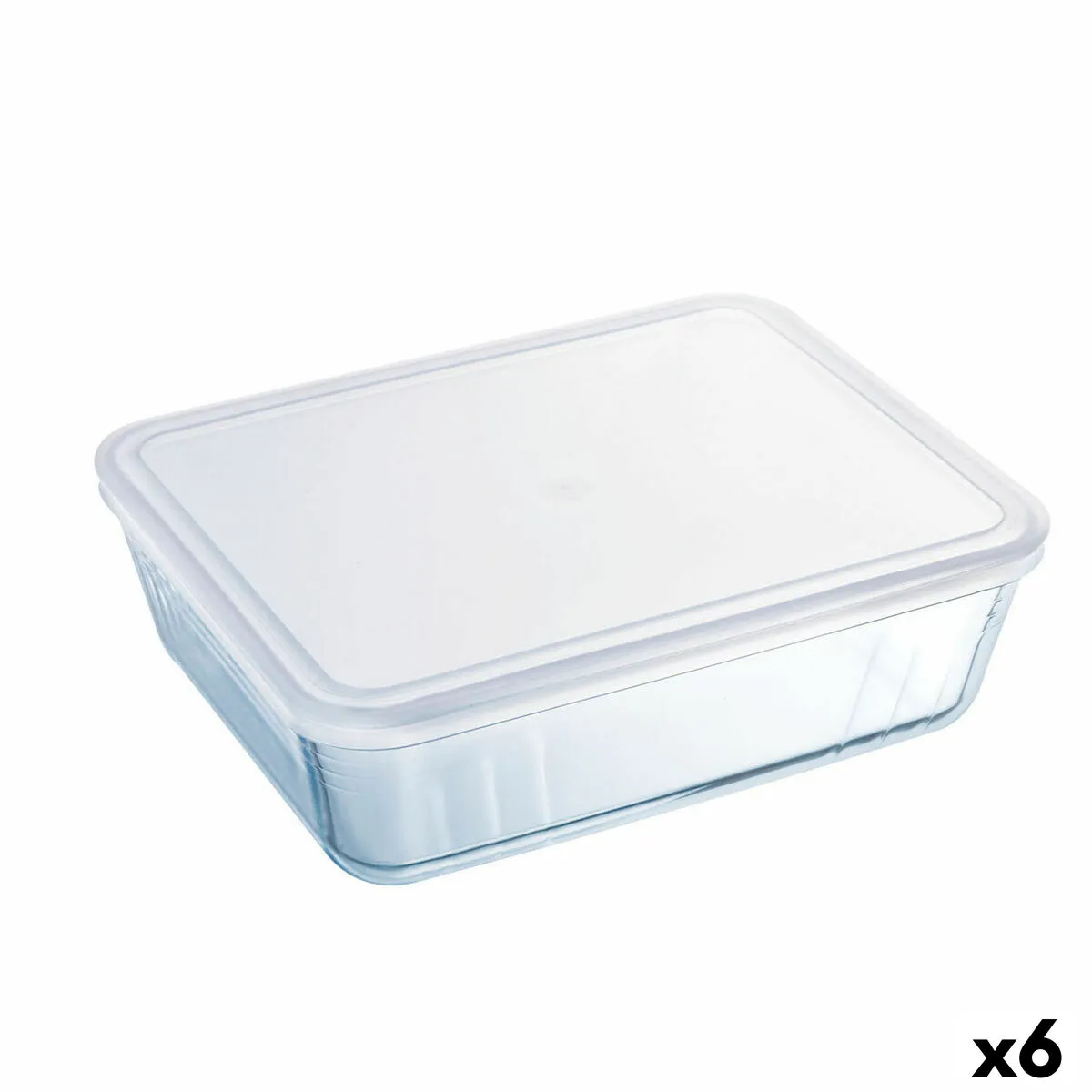 Portapranzo Rettangolare con Coperchio Pyrex Cook & Freeze 22,5 x 17,5 x 6,5 cm 1,5 L Trasparente Silicone Vetro (6 Unità)