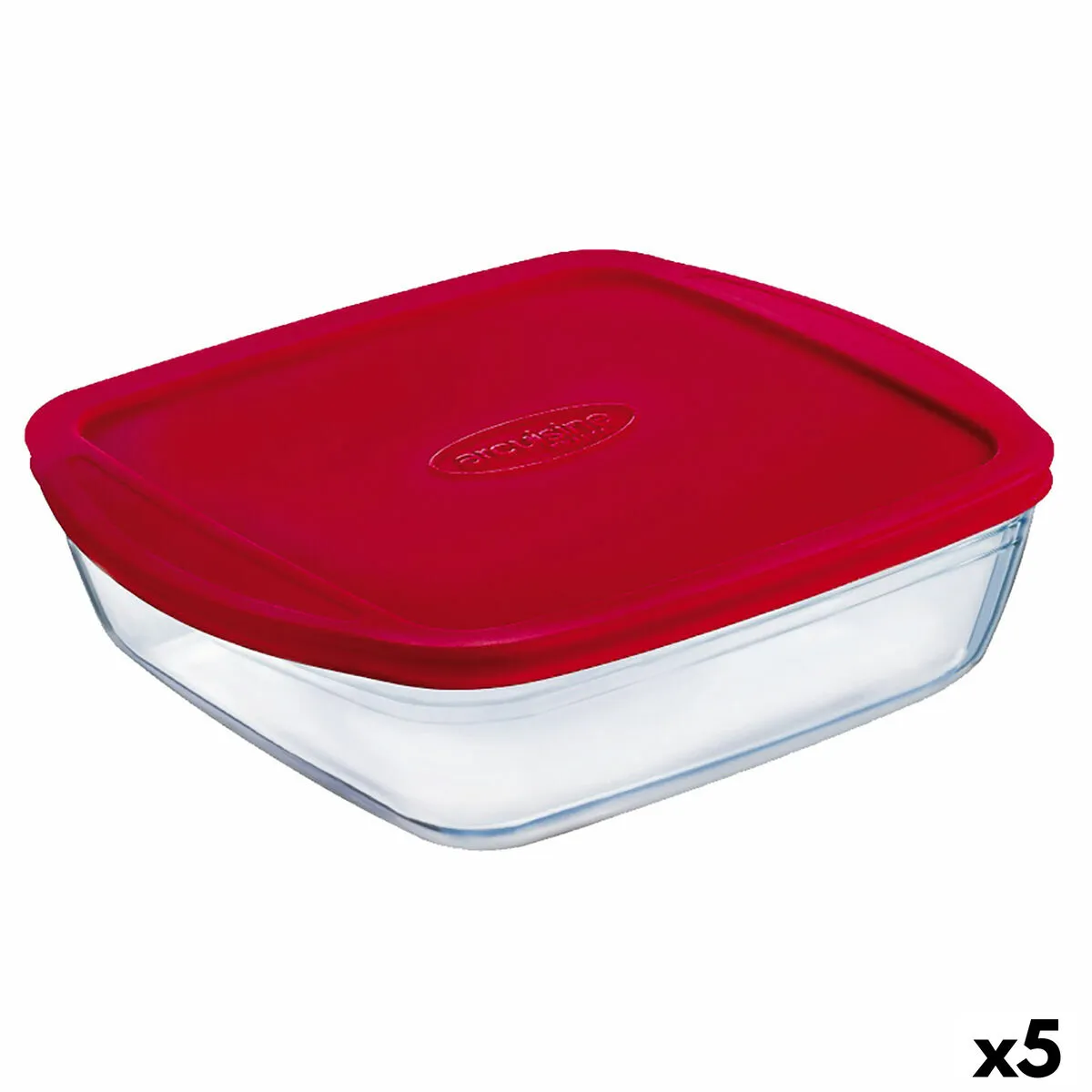 Portapranzo Rettangolare con Coperchio Ô Cuisine Cook&store Ocu Rosso 2,5 L 28 x 20 x 8 cm Silicone Vetro (5 Unità)