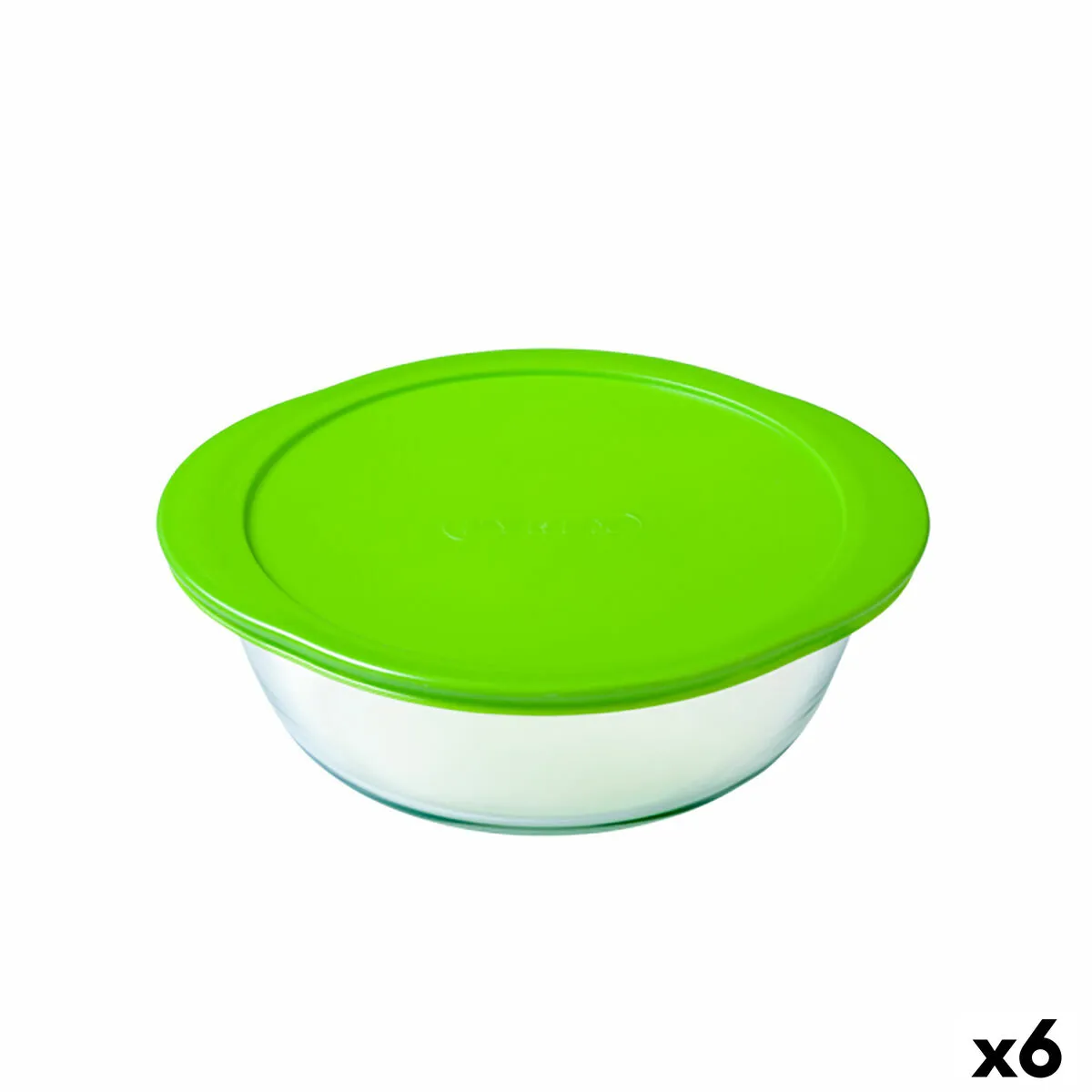 Porta Pranzo Rotondo con Coperchio Pyrex Cook & Store 27 x 24 x 8 cm Verde 2,3 L Silicone Vetro (6 Unità)