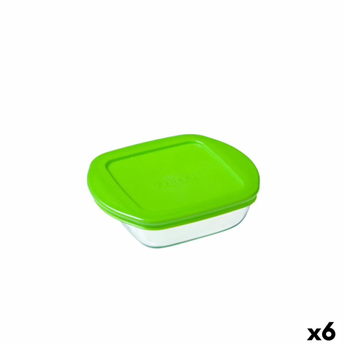 Porta Pranzo Quadrato con Coperchio Pyrex Cook & Store Verde 1 L 20 x 17 x 5,5 cm Silicone Vetro (6 Unità)