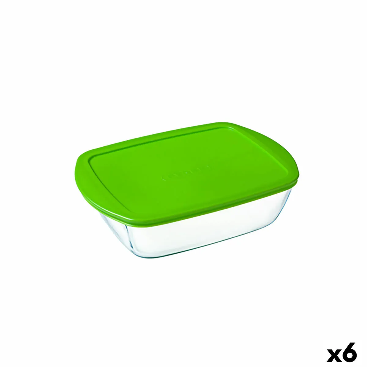 Portapranzo Rettangolare con Coperchio Pyrex Cook & Store 17,9 x 10,8 x 5,3 cm Verde 400 ml Silicone Vetro (6 Unità)