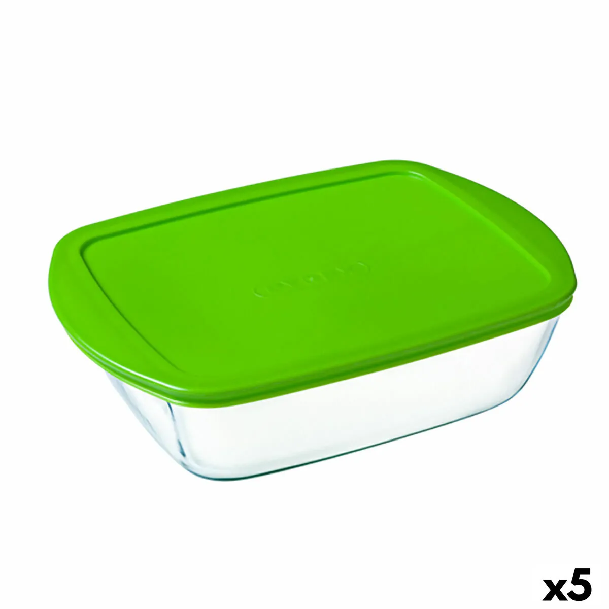 Portapranzo Rettangolare con Coperchio Pyrex Cook&store Px Verde 2,5 L 28 x 20 x 8 cm Vetro Silicone (5 Unità)