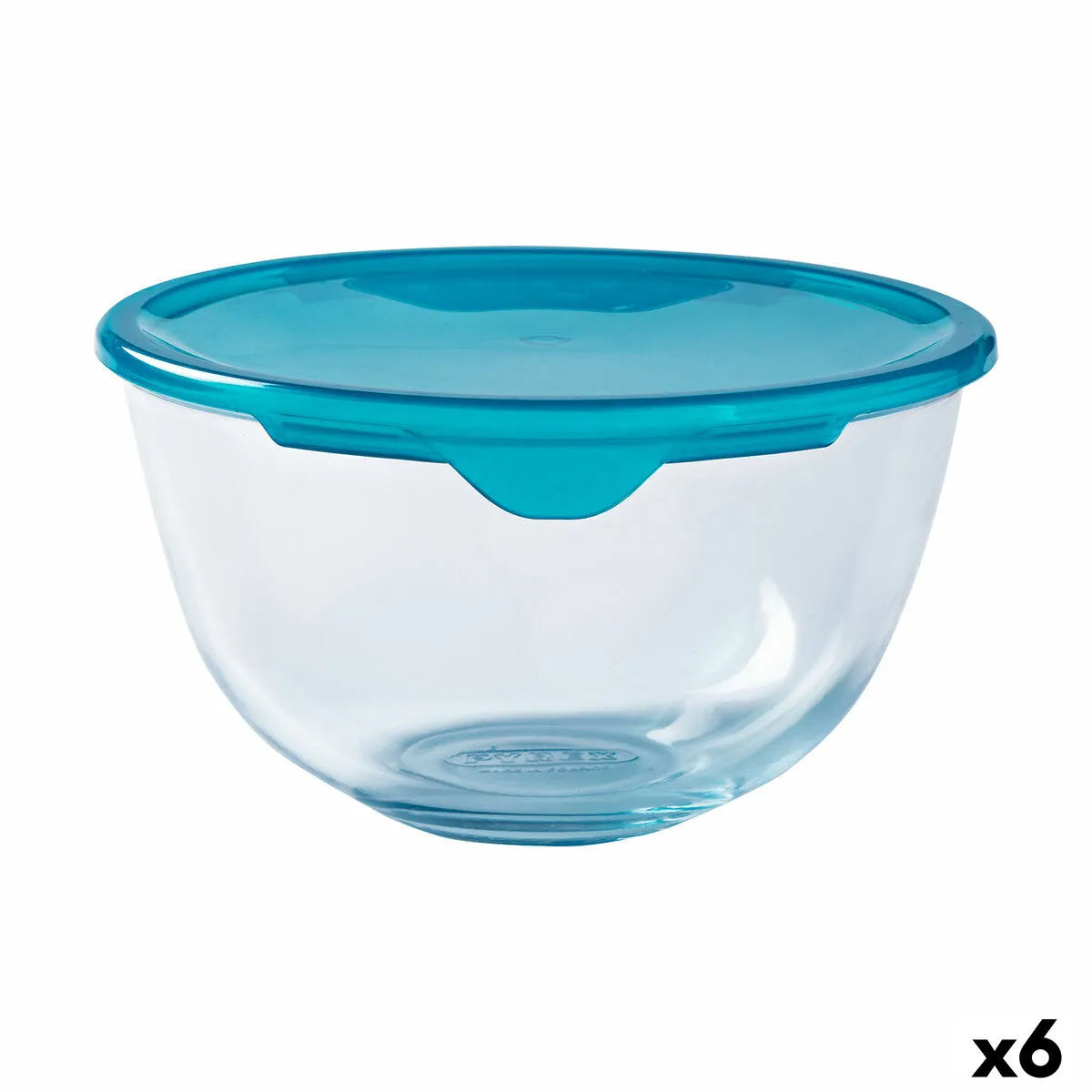 Porta Pranzo Rotondo con Coperchio Pyrex Cook & Store Azzurro 15 x 15 x 8 cm 500 ml Silicone Vetro (6 Unità)