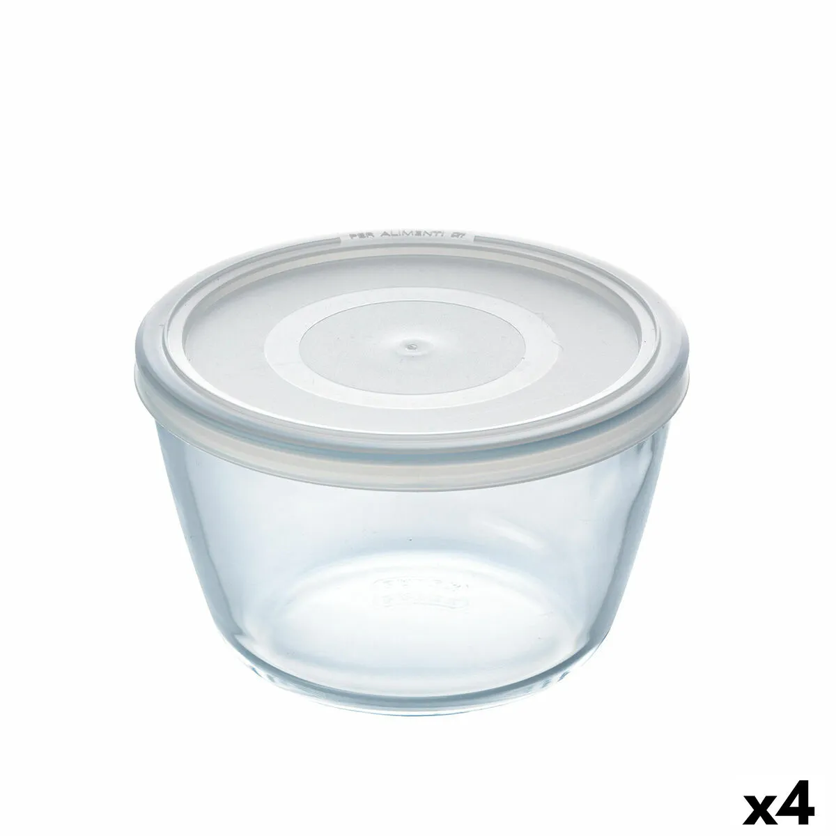 Porta Pranzo Rotondo con Coperchio Pyrex Cook & Freeze 1,1 L 15 x 15 x 10 cm Trasparente Silicone Vetro (4 Unità)