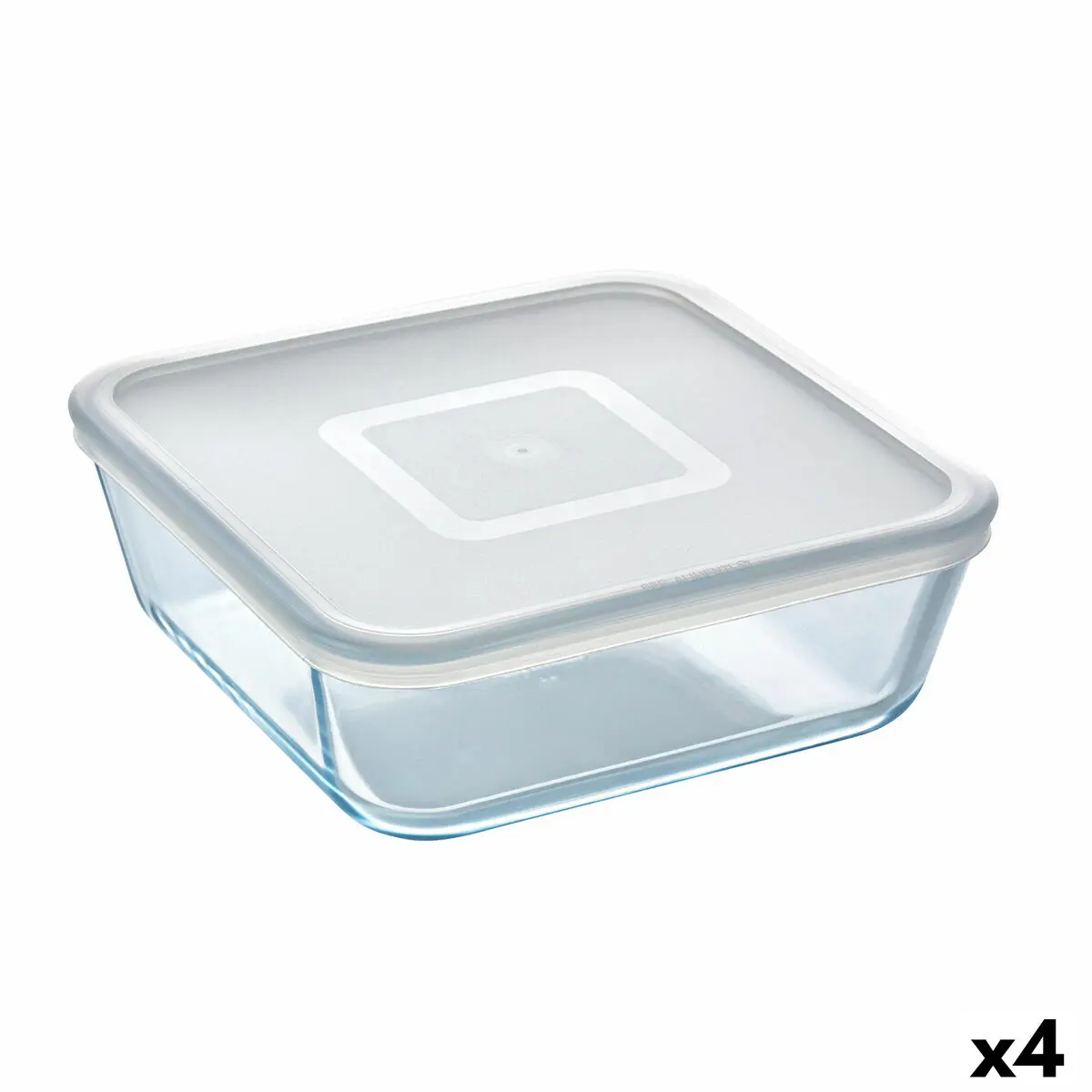 Porta Pranzo Quadrato con Coperchio Pyrex Cook & Freeze 2 L 19 x 19 cm Trasparente Silicone Vetro (4 Unità)