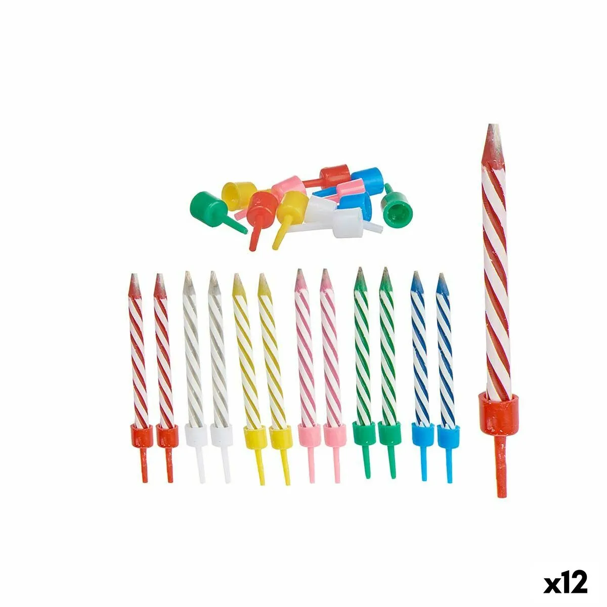 Set di Candele Multicolore Compleanno (12 Unità)