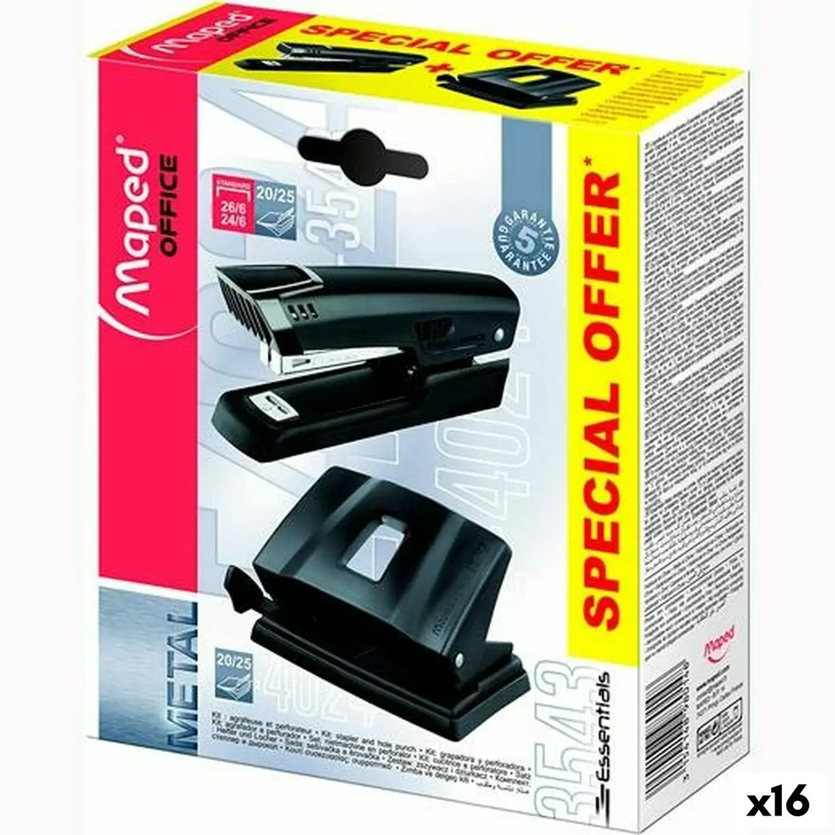 Set Maped 3543 Essentials Trapano Cucitrice Nero (16 Unità)