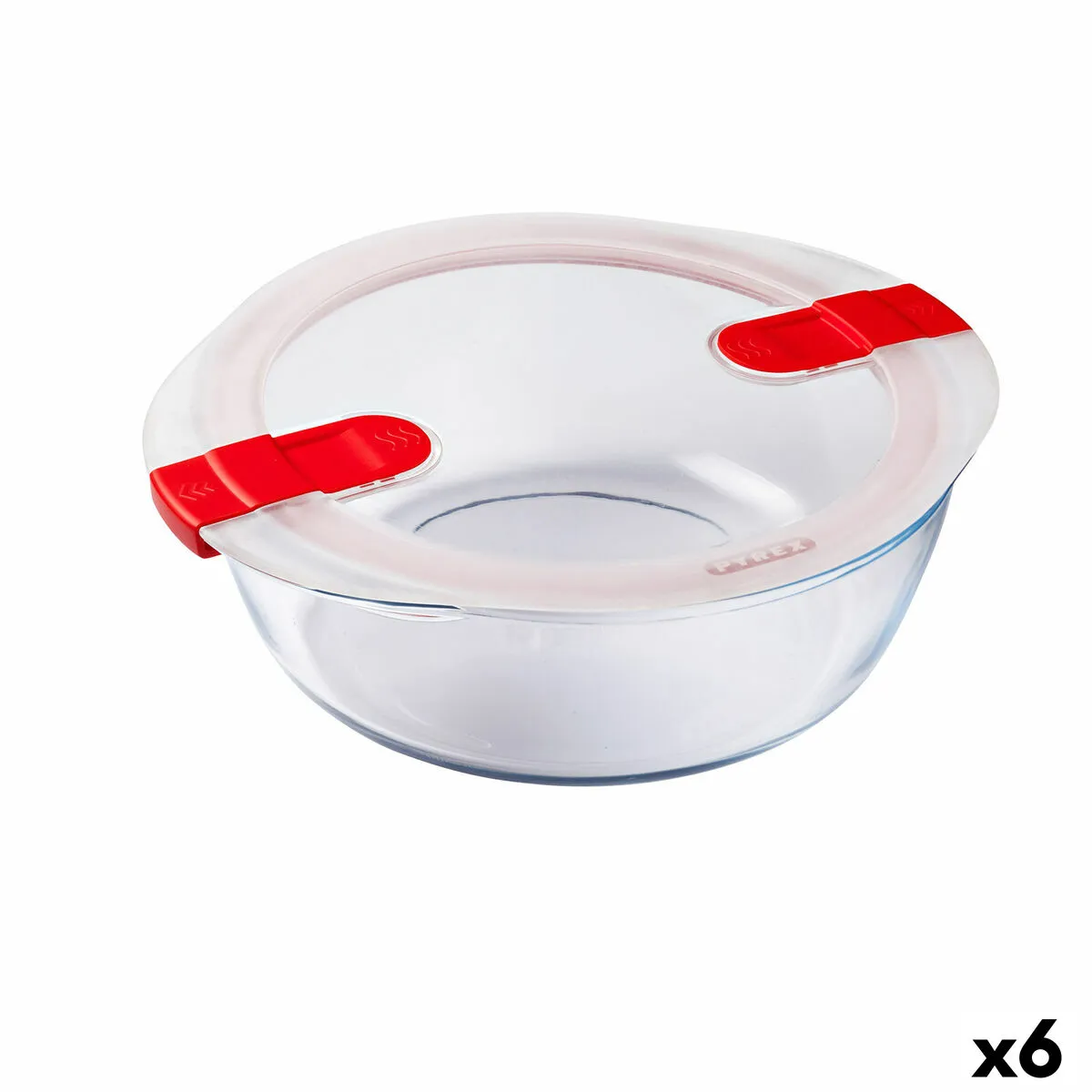 Porta pranzo Ermetico Pyrex Cook&heat 26 x 23 x 8 cm 2,3 L Rosso Vetro (6 Unità)