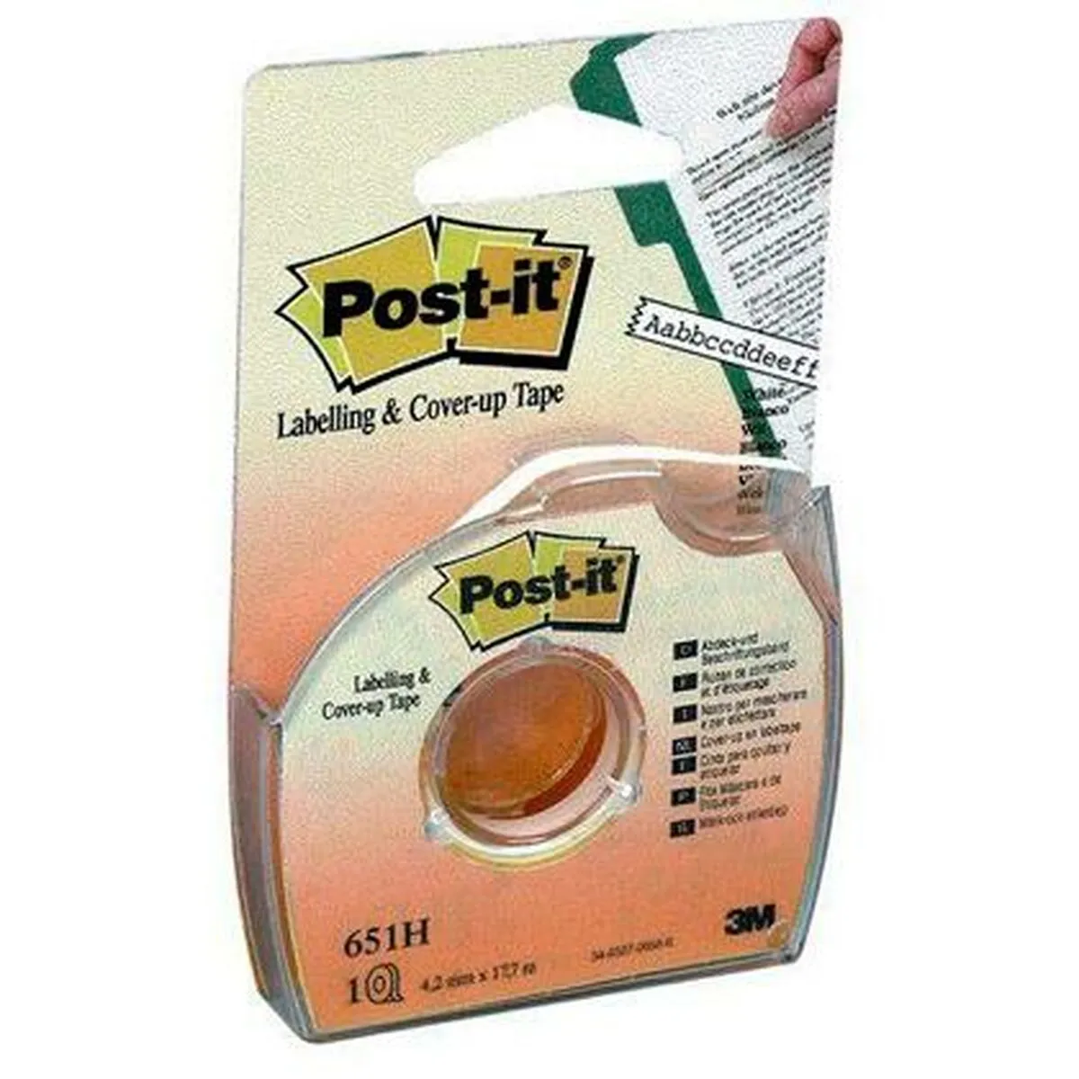 Nastro Adesivo Post-it 651H Bianco 4,2 mm x 17,7 m (12 Unità)