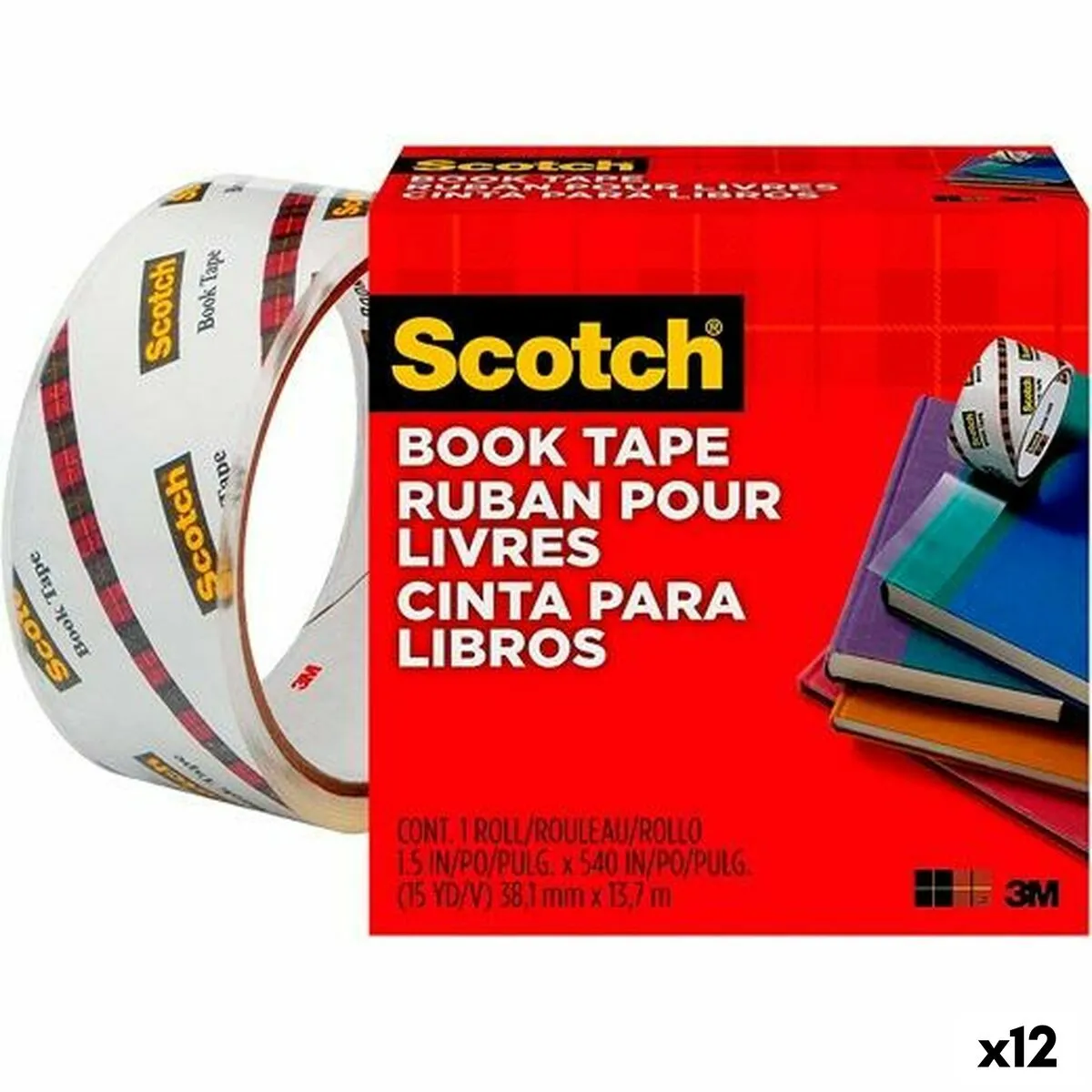 Nastro Adesivo Scotch 38,1 mm x 13,7 m Trasparente polipropilene (12 Unità)