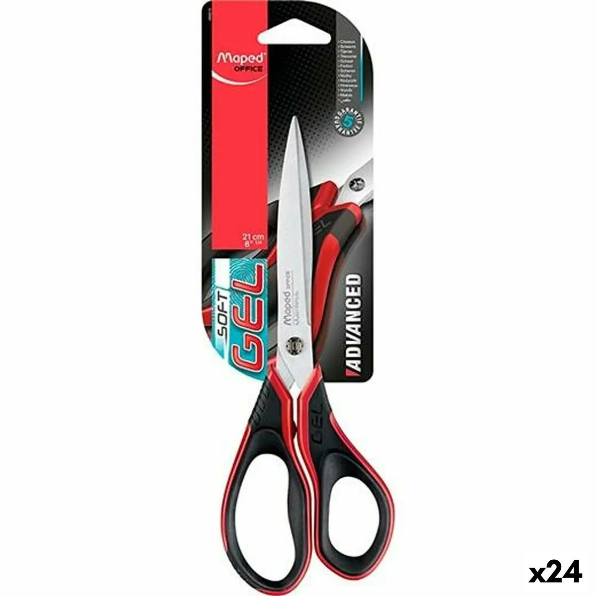 Forbicine Maped Advanced Soft Gel Rosso Nero Acciaio inossidabile 21 cm (24 Unità)