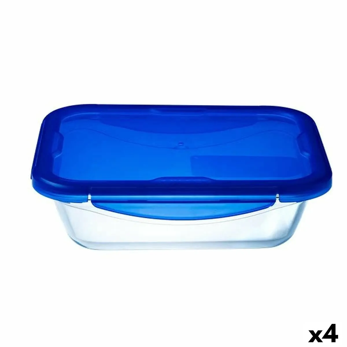 Porta pranzo Ermetico Pyrex Cook&go 30 x 23 cm 3,3 L Rettangolare Azzurro Vetro (4 Unità)