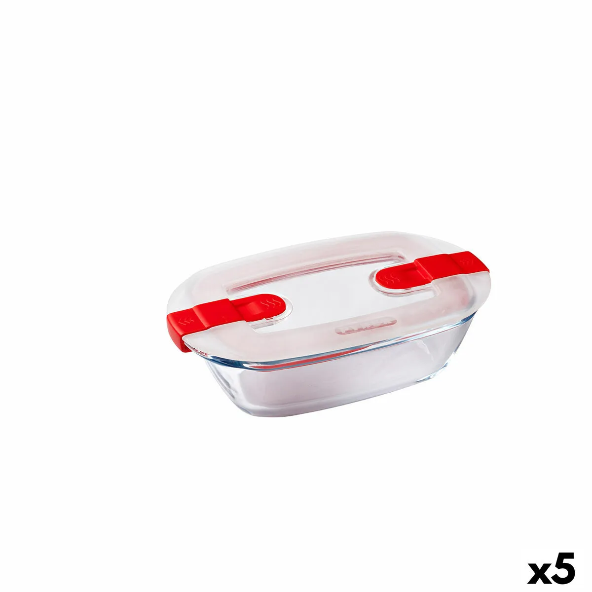 Porta pranzo Ermetico Pyrex Cook & Heat Rettangolare 400 ml 17 x 10 x 5 cm Trasparente Vetro (5 Unità)