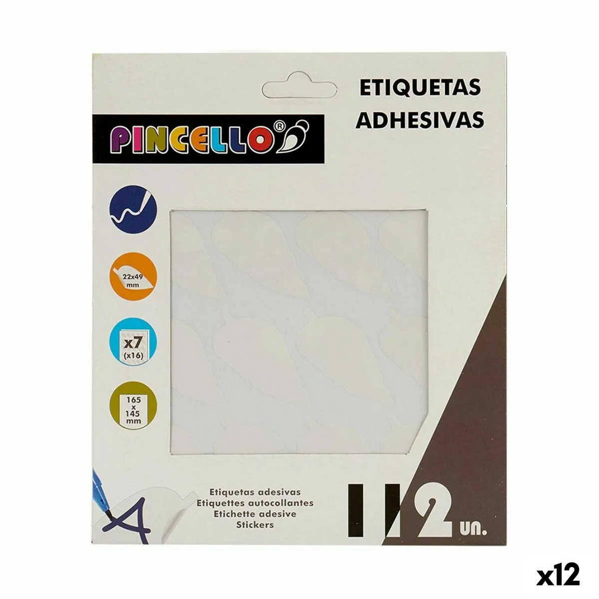 Etichette adesive Bianco 22 x 49 mm Fogli (12 Unità)