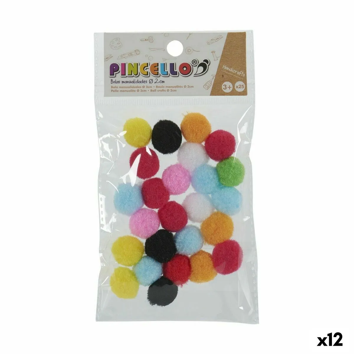 Materiale per Lavori Fai da Te Palle Multicolore Ø 2 cm (12 Unità)