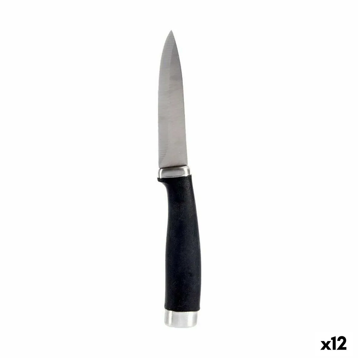 Coltello Spelucchino Argentato Nero Acciaio inossidabile Plastica (12 Unità)