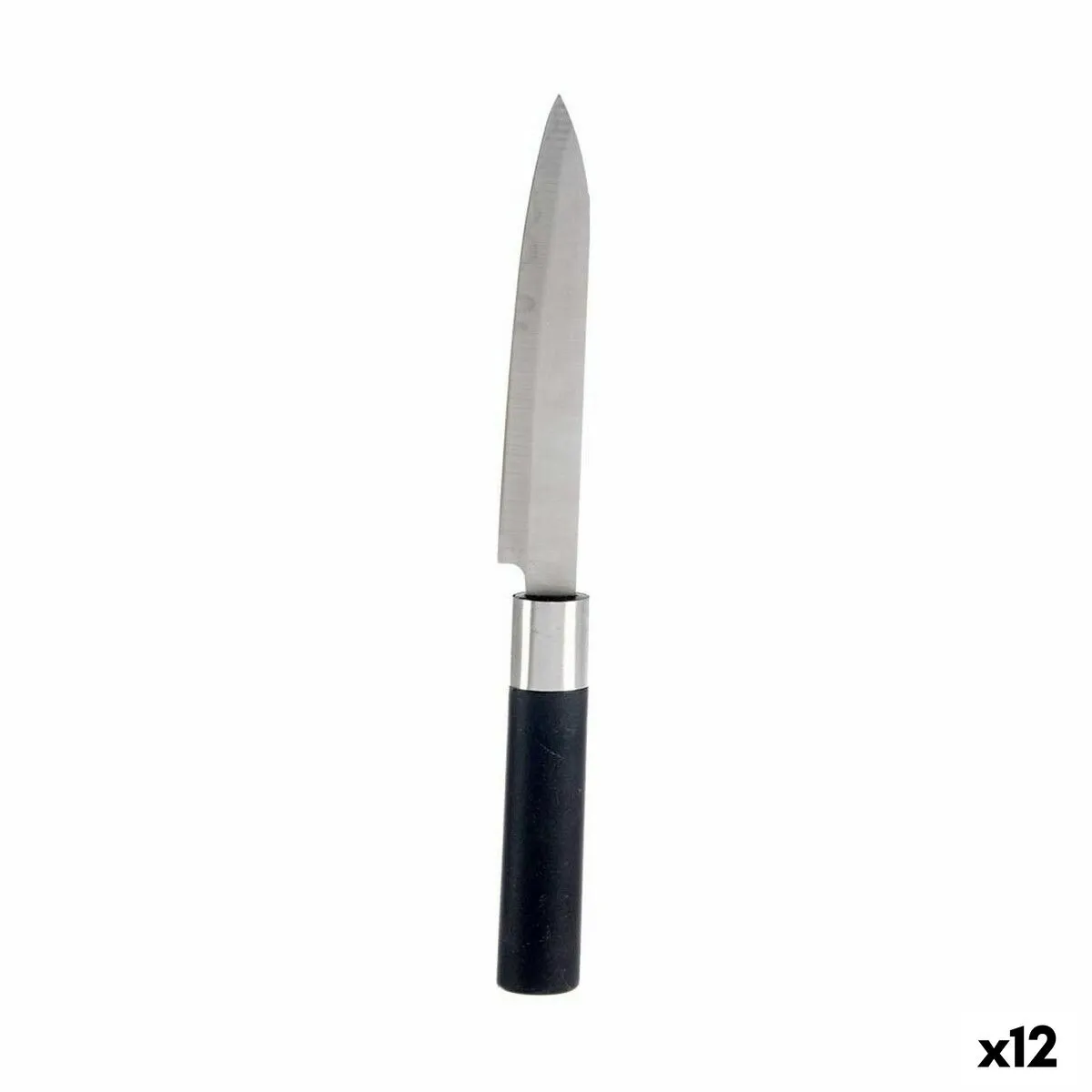 Coltello da Cucina 3 x 23,5 x 2 cm Argentato Nero Acciaio inossidabile Plastica (12 Unità)