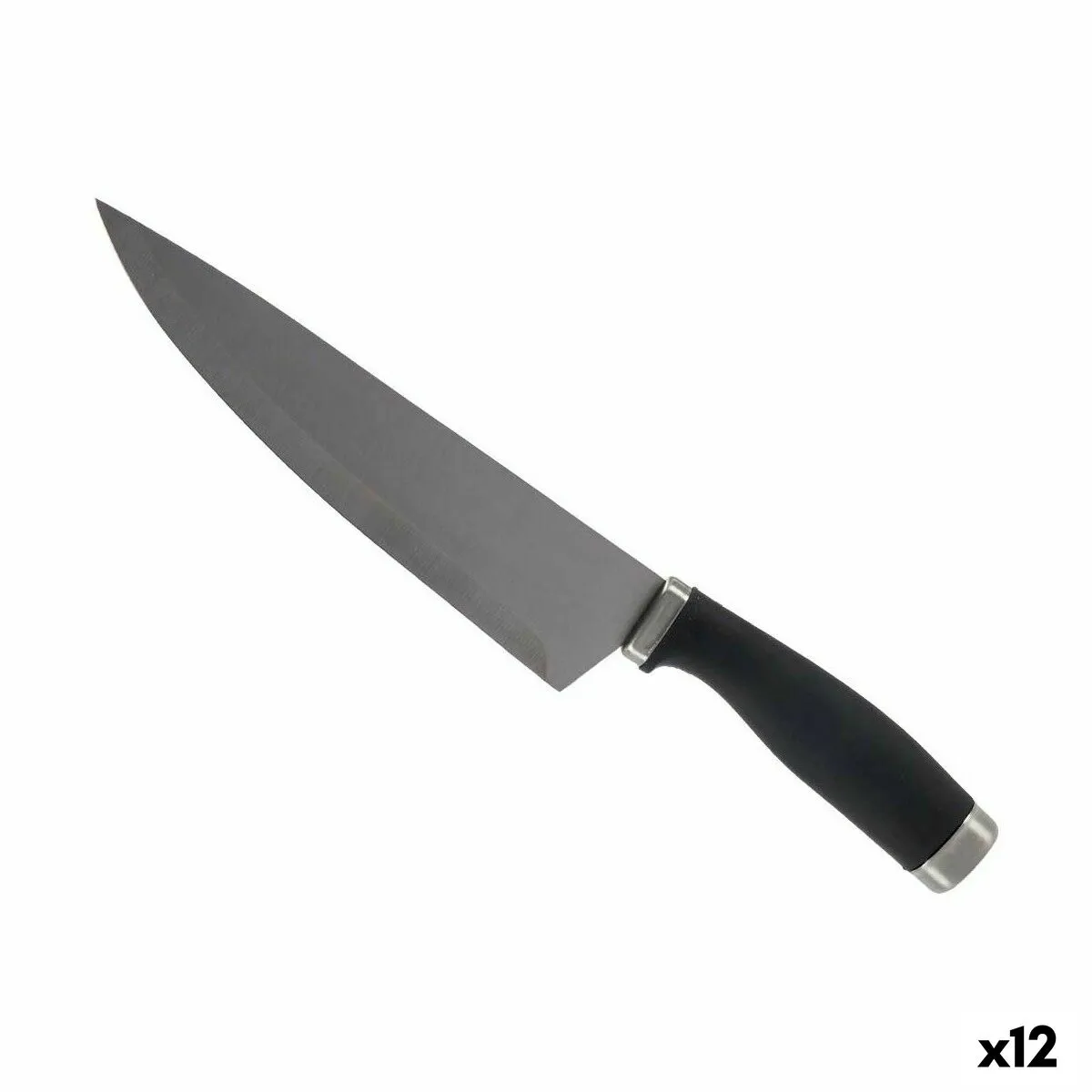 Coltello da Cucina 5 x 2 x 33 cm Argentato Nero Acciaio inossidabile Plastica (12 Unità)