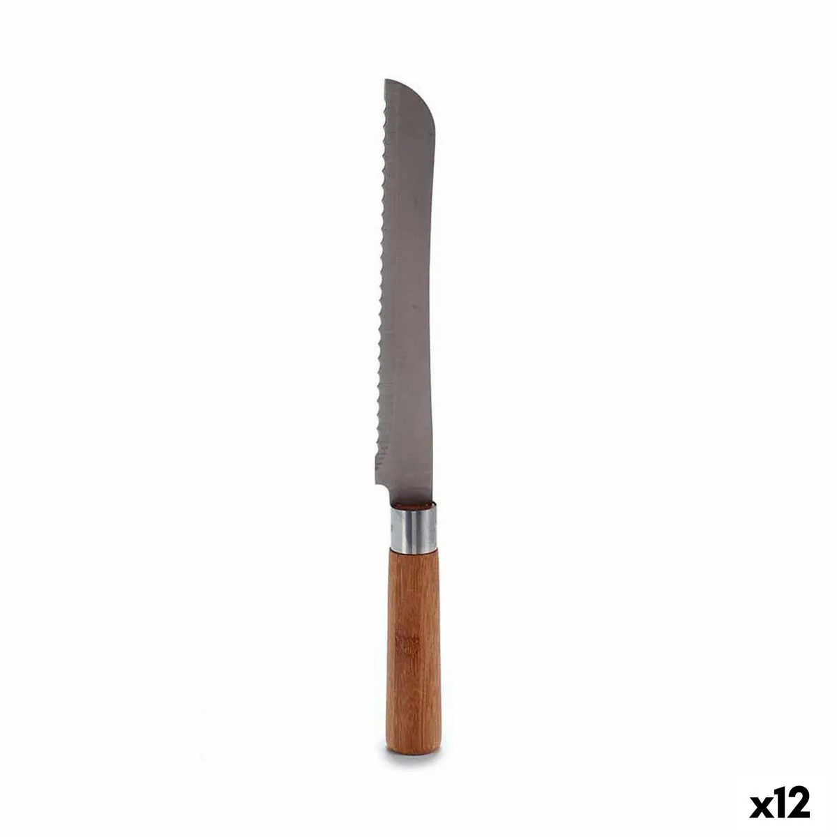 Coltello Seghettato 2,8 x 2,5 x 32 cm Acciaio inossidabile Bambù (12 Unità)