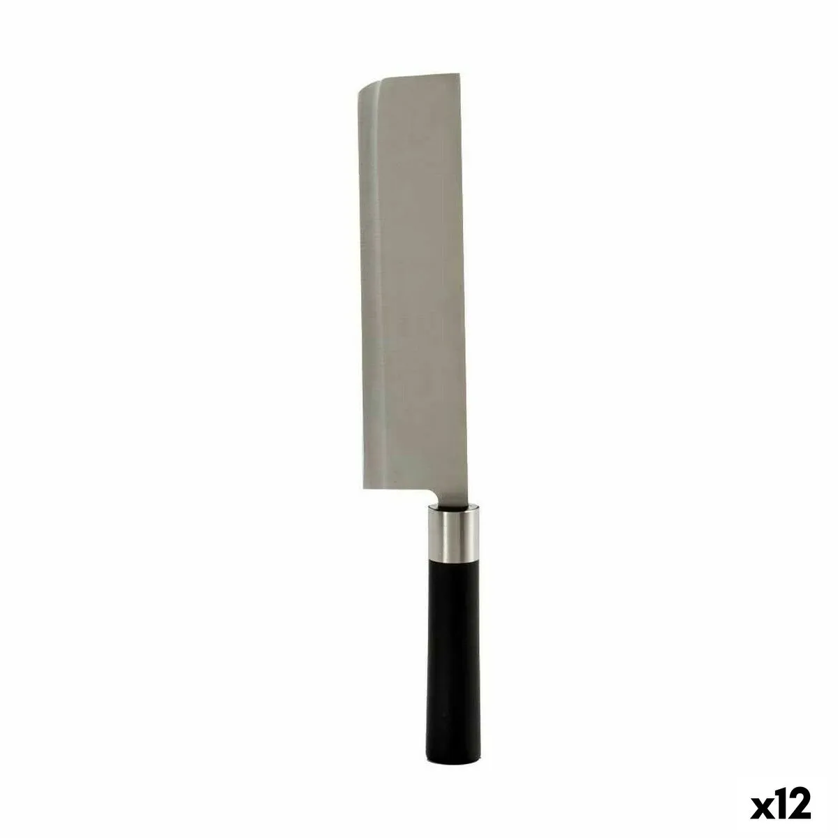 Accetta da Cucina 5,6 x 2,5 x 33 cm Argentato Nero Acciaio inossidabile Plastica (12 Unità)