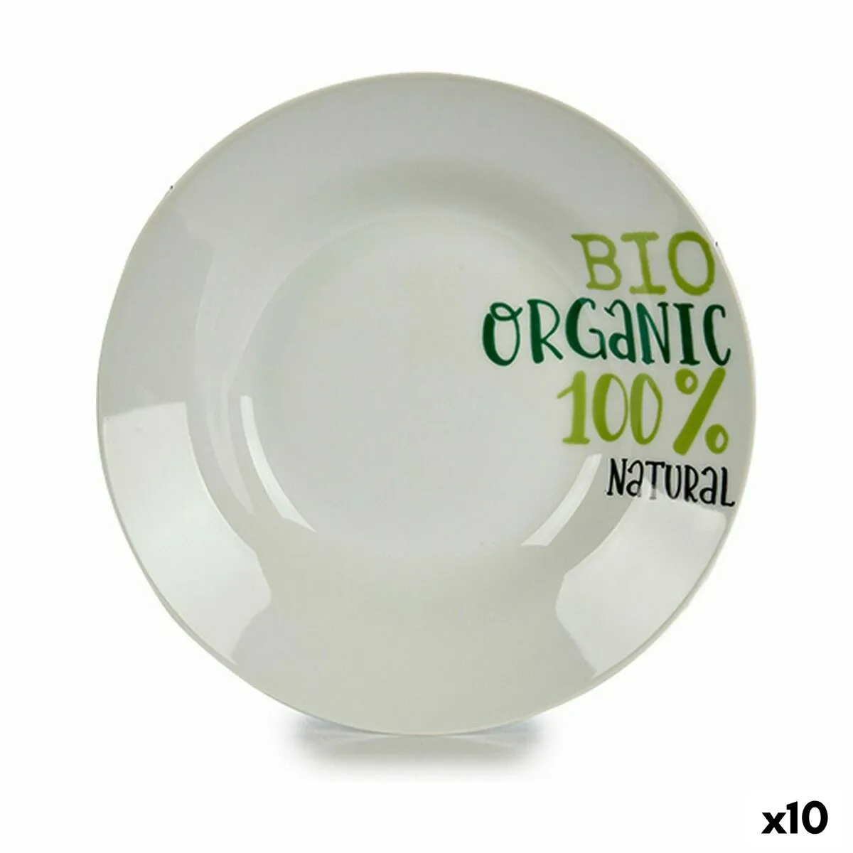 Piatto Fondo Organic Bianco Verde Ø 20,6 cm Porcellana (10 Unità)