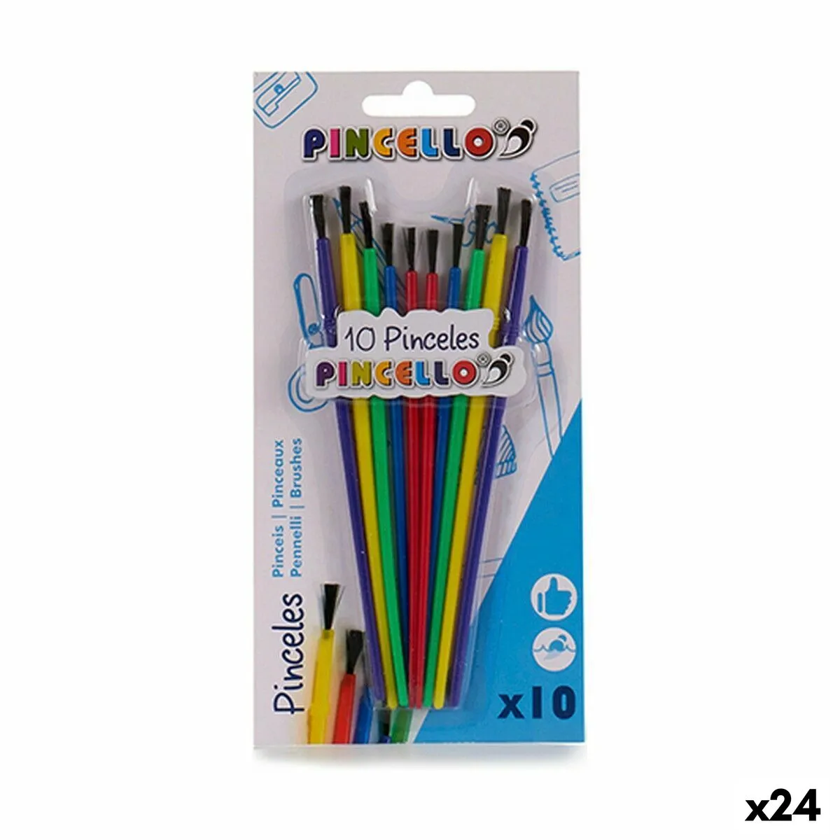 Pennelli Multicolore Set Plastica (24 Unità)