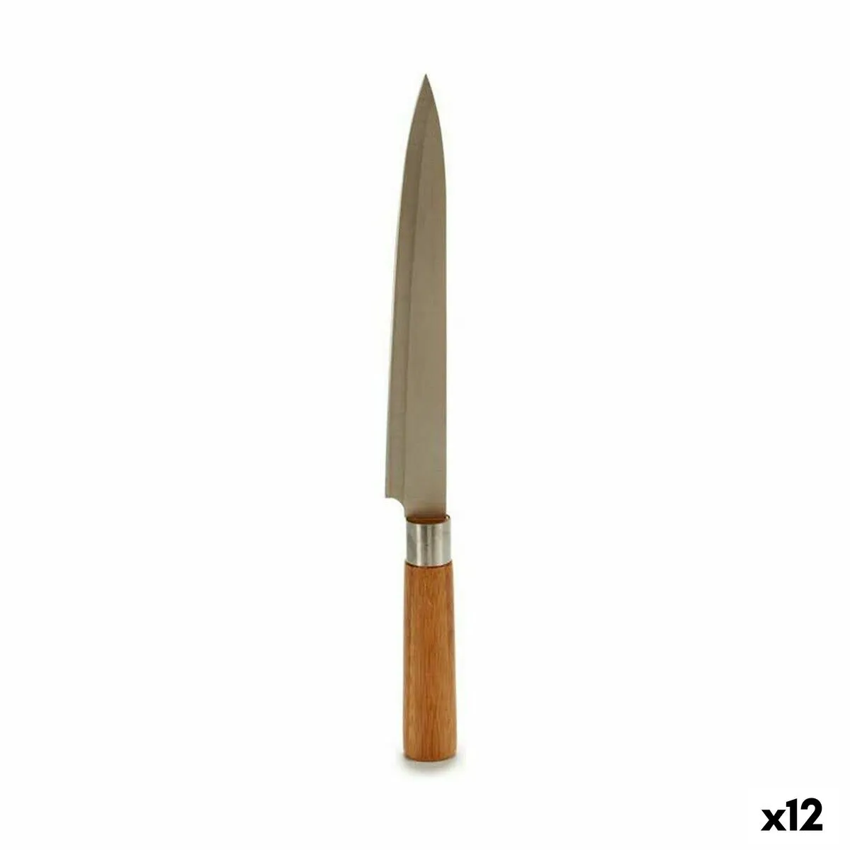 Coltello da Cucina 3 x 33,5 x 2,5 cm Argentato Marrone Acciaio inossidabile Bambù (12 Unità)