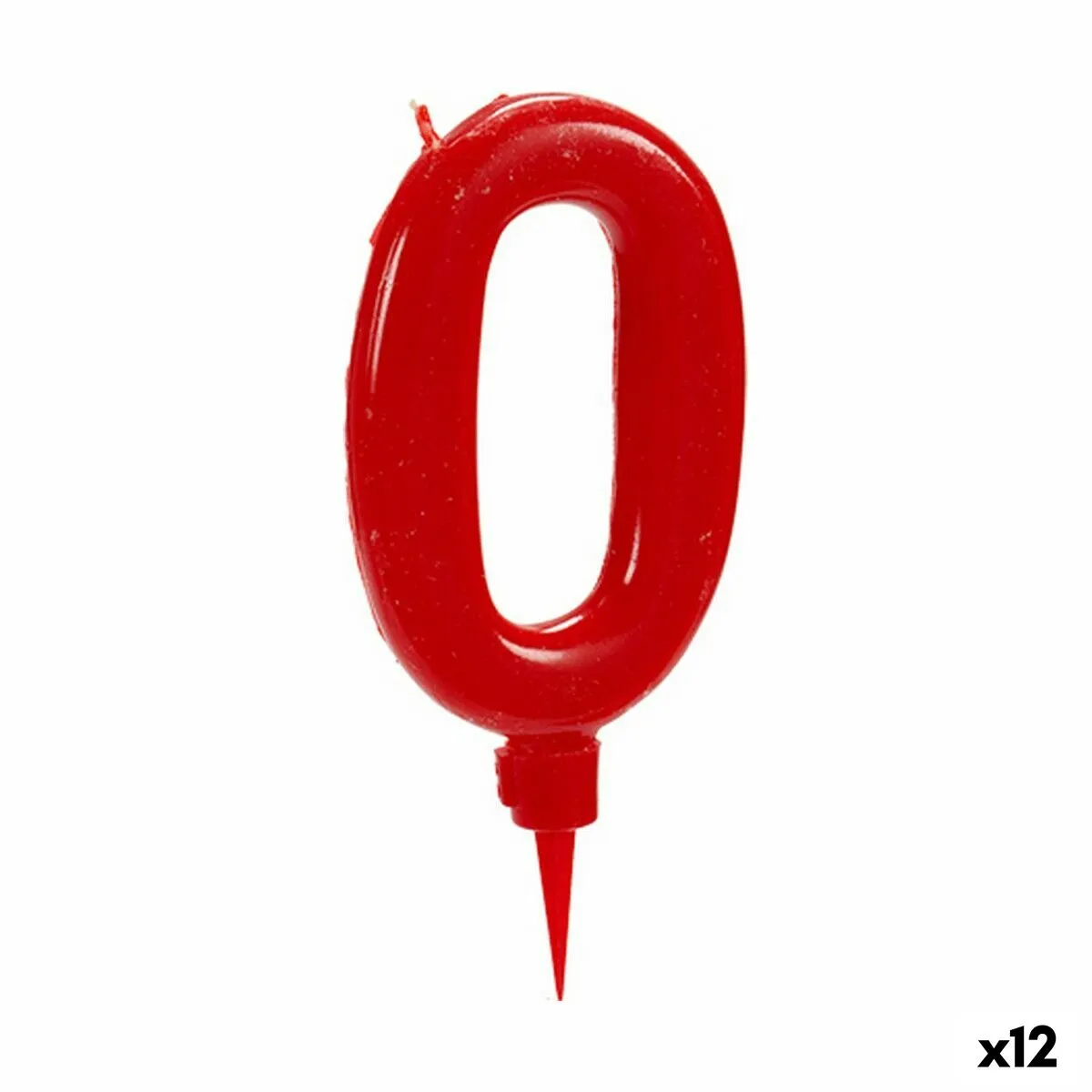 Candela Rosso Compleanno Numeri 0 (12 Unità)