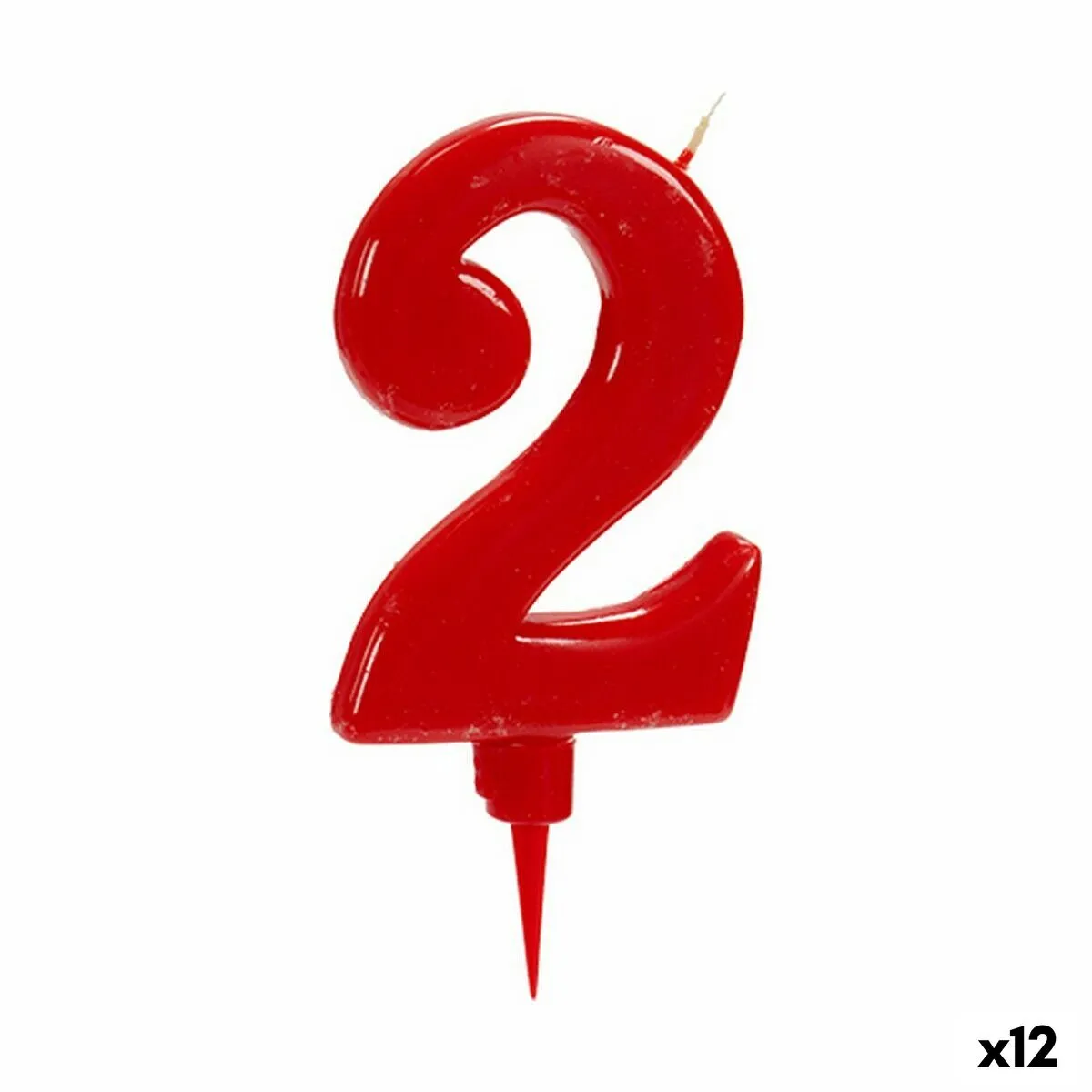 Candela Rosso Compleanno Numeri 2 (12 Unità)