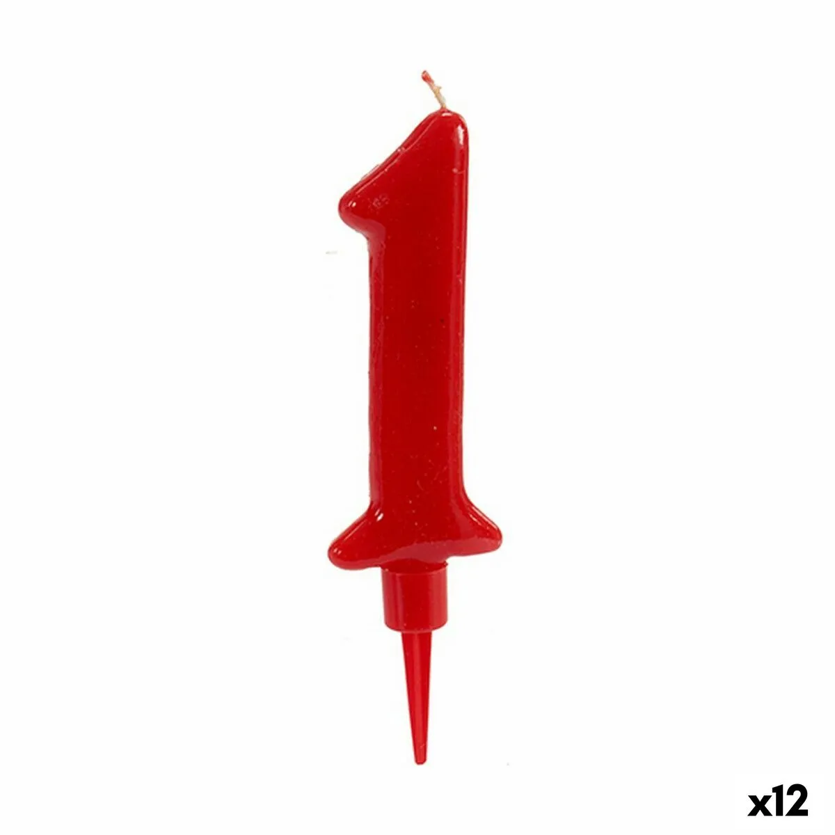 Candela Rosso Compleanno Numeri 1 (12 Unità)