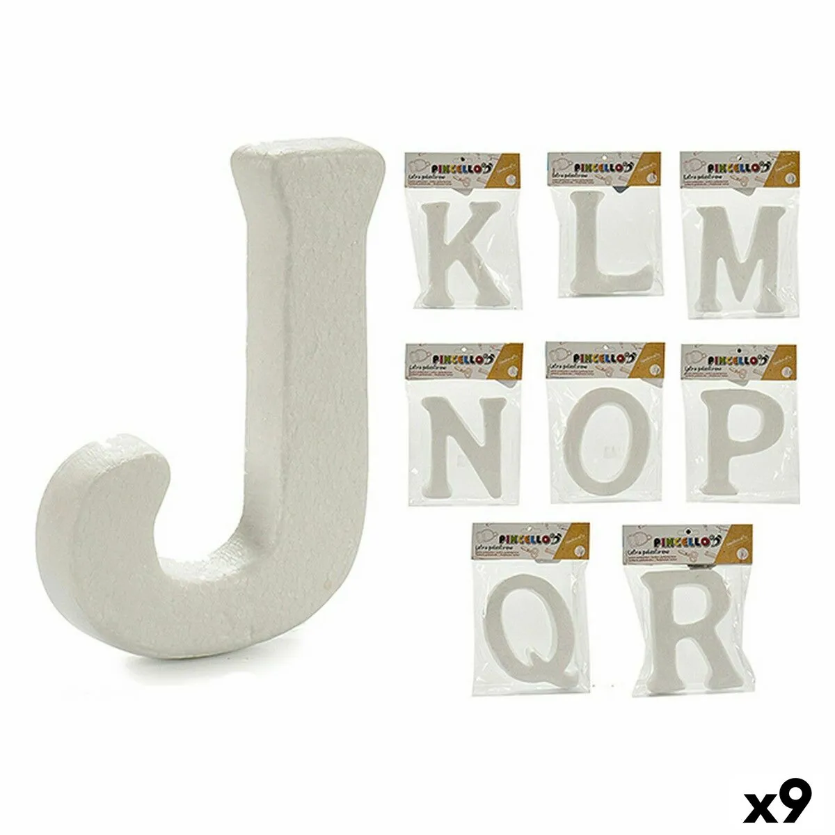 Lettere JKLMNOPQR Bianco polistirene 2,5 x 22 x 17 cm (9 Unità)