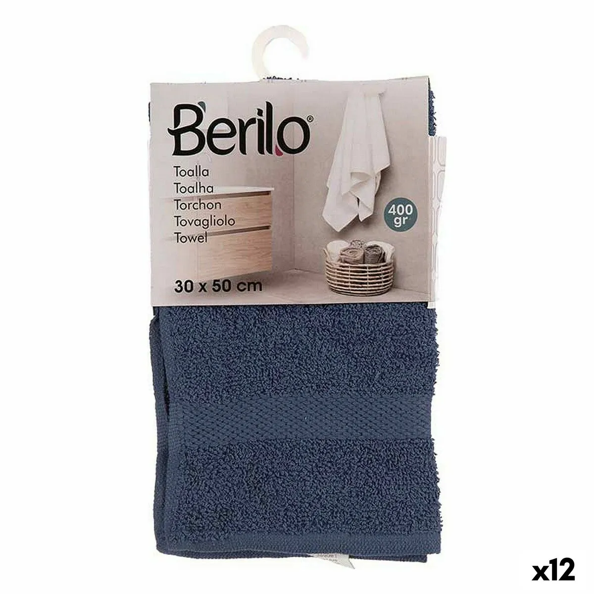 Telo da bagno 30 x 0,5 x 50 cm Azzurro (12 Unità)