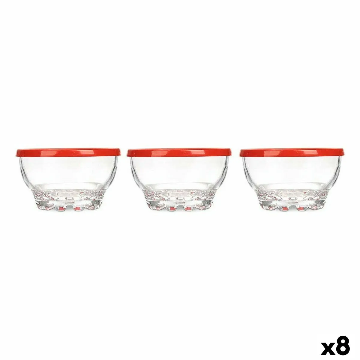 Set di Ciotole Karaman Rosso Trasparente Vetro Polietilene Ø 10,5 cm 275 ml (8 Unità)