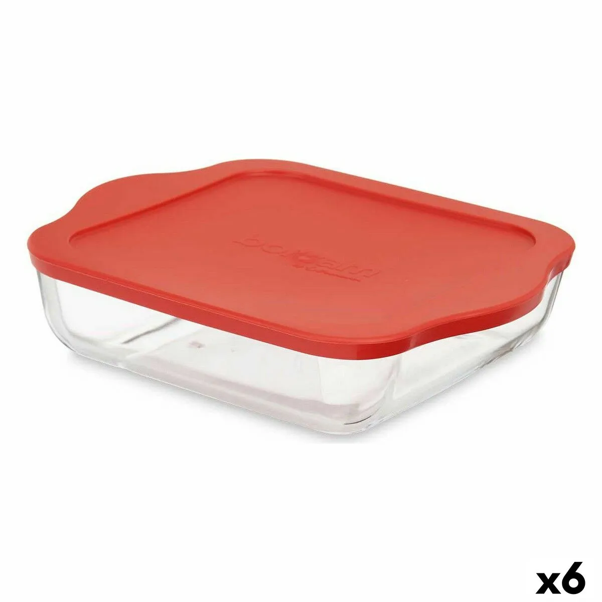 Porta pranzo Borcam Rosso Trasparente Vetro Borosilicato 2 L (6 Unità)