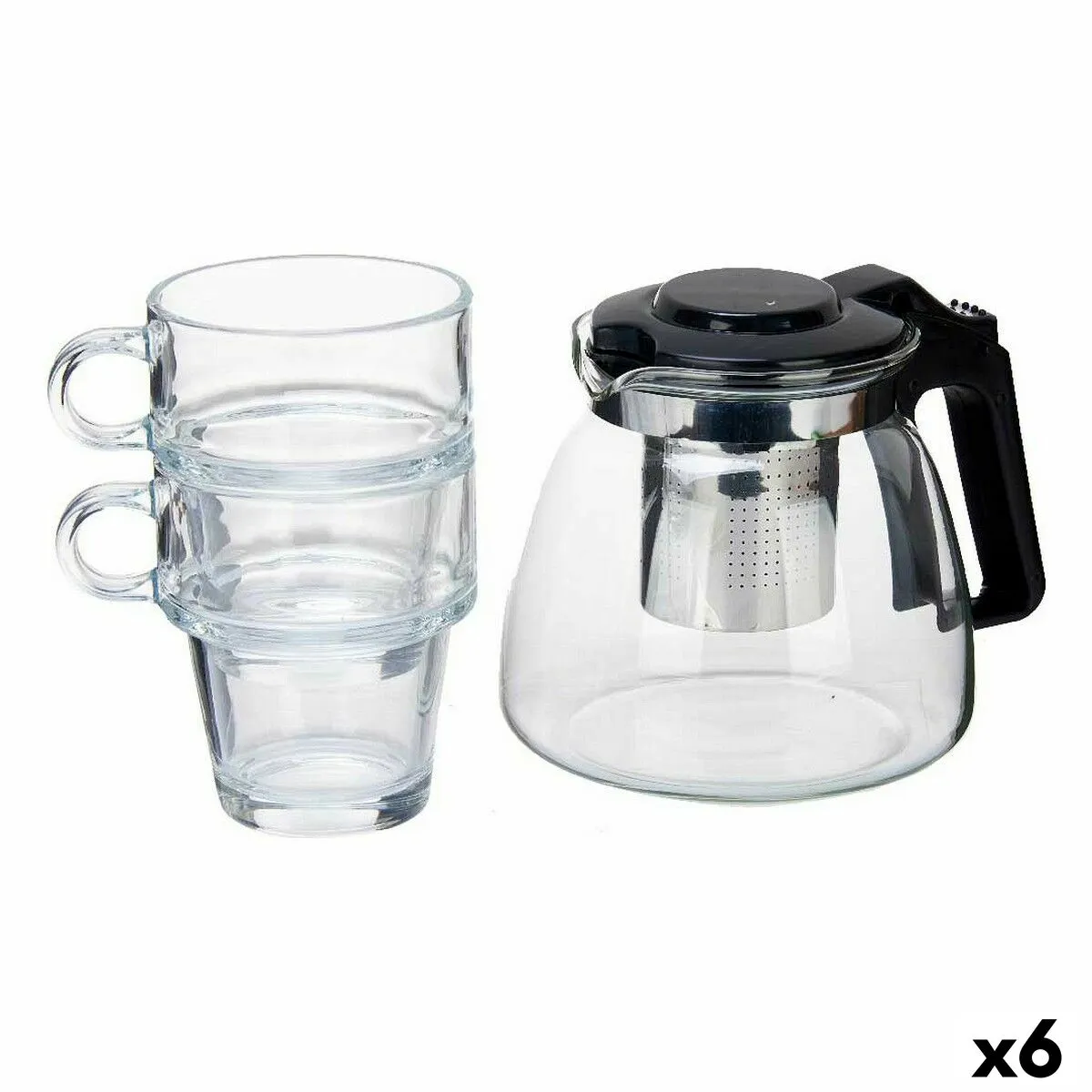 Set Teiera 900 ml Trasparente Plastica Vetro (6 Unità)