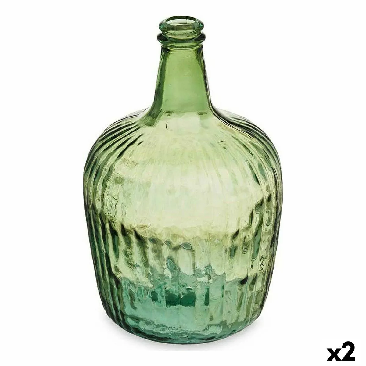 Bottiglia Righe Decorazione 19,5 x 35,5 x 19,5 cm Verde (2 Unità)