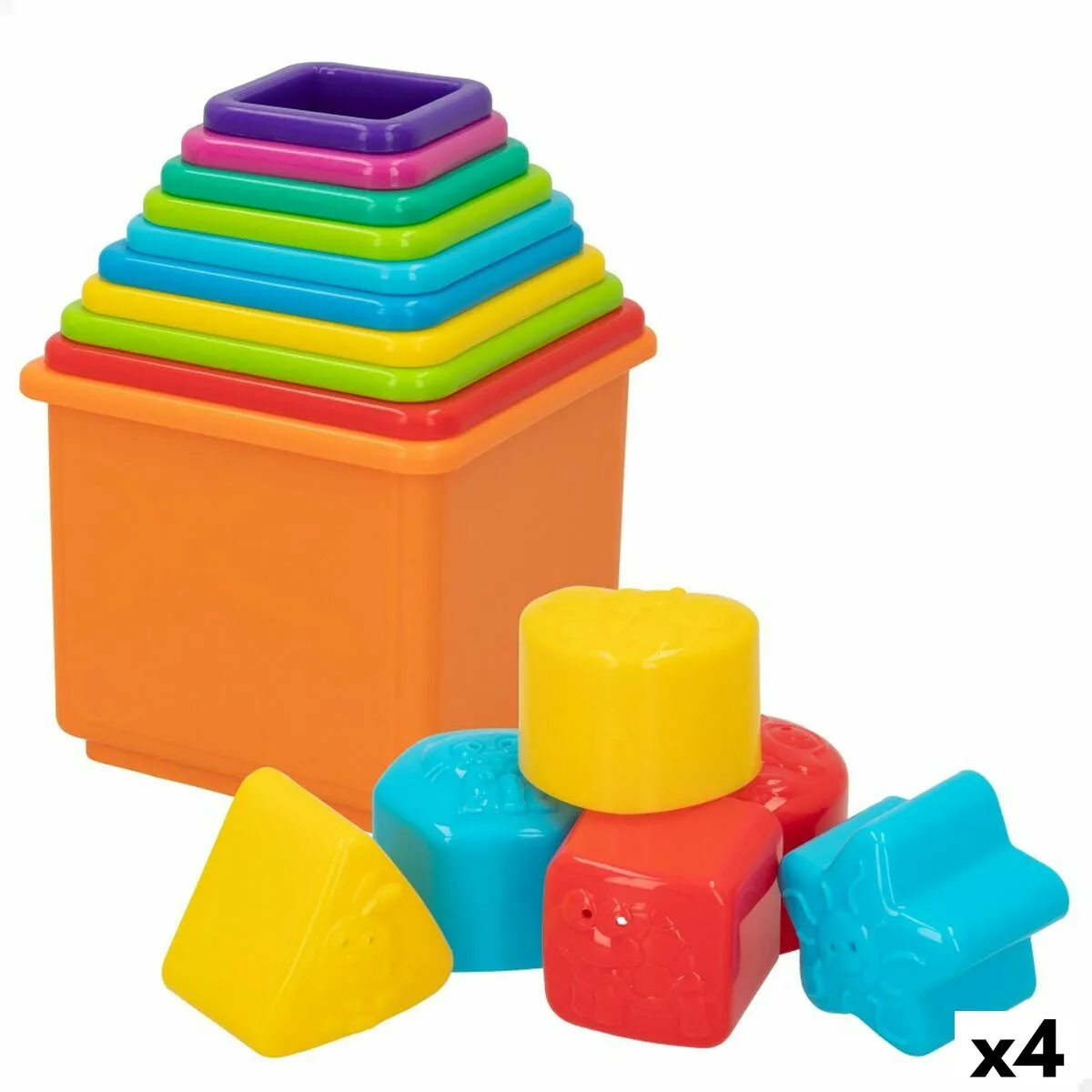 Blocchi Impilabili PlayGo 16 Pezzi 4 Unità 10,5 x 9 x 10,5 cm