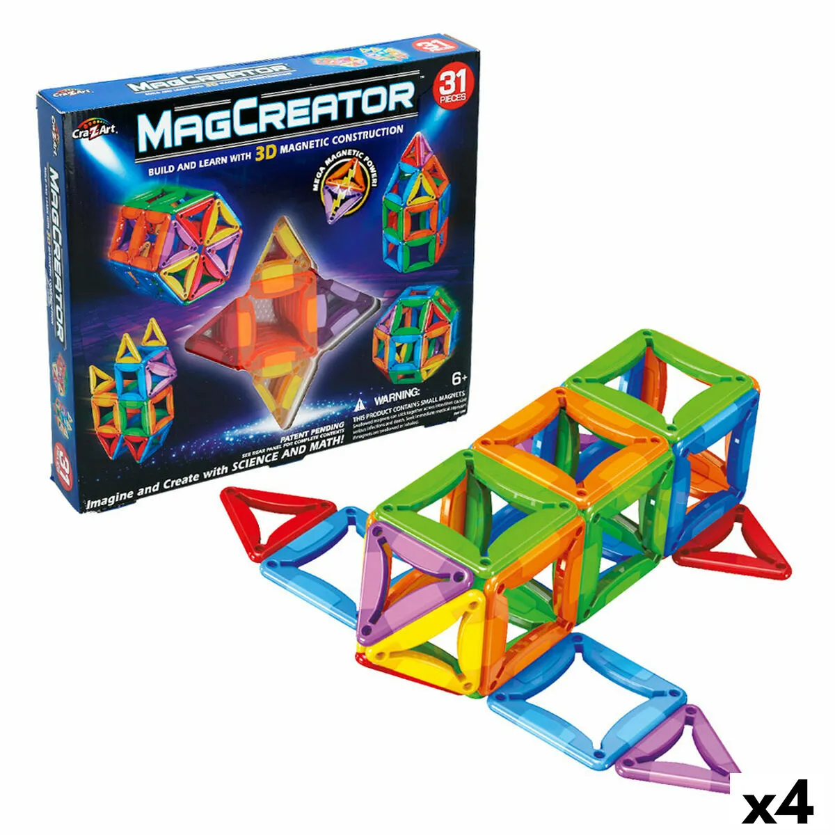 Set di Costruzioni Cra-Z-Art Magcreator 31 Pezzi (4 Unità)