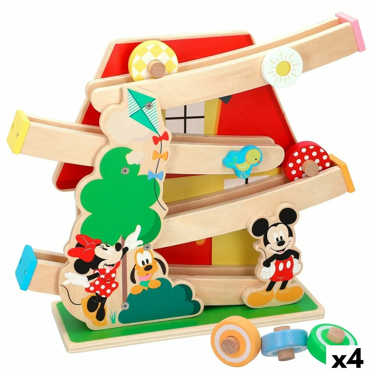 Pista in Legno con Rampe per Macchinine Disney 5 Pezzi 4 Unità 33,5 x 28 x 9,5 cm