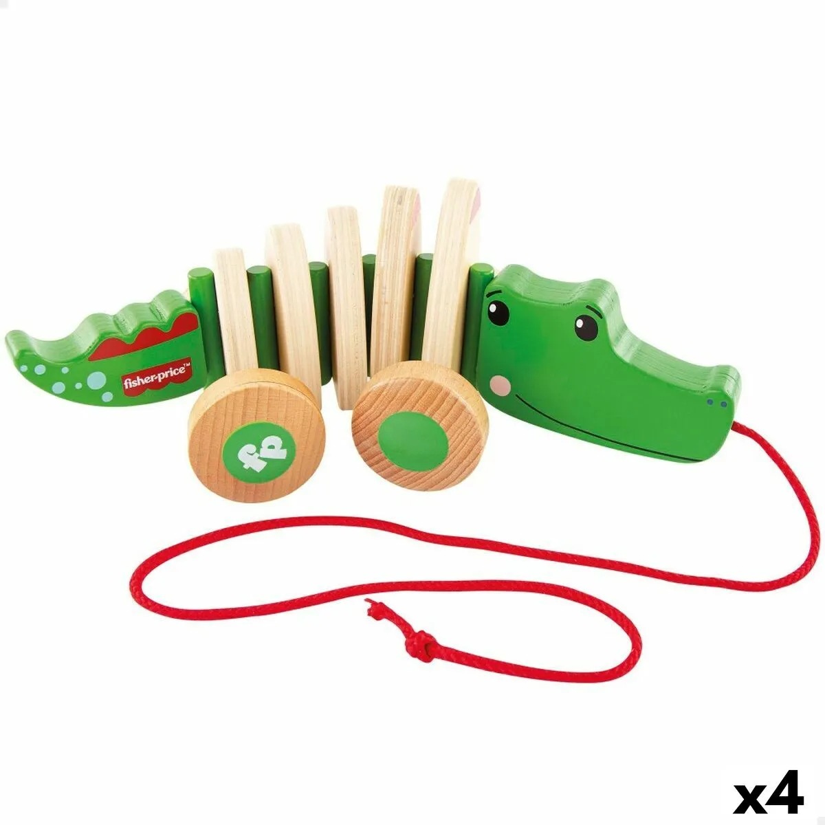 Giocattolo per bebè Fisher Price Coccodrillo Legno 28,5 x 10,5 x 12 cm (4 Unità)