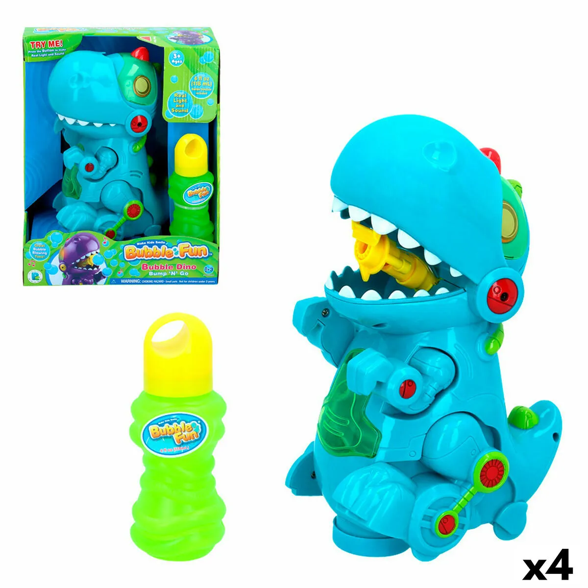 Gioco di Bolle di Sapone Colorbaby Elettrico Suono Dinosauro (3 Unità) (4 Unità)