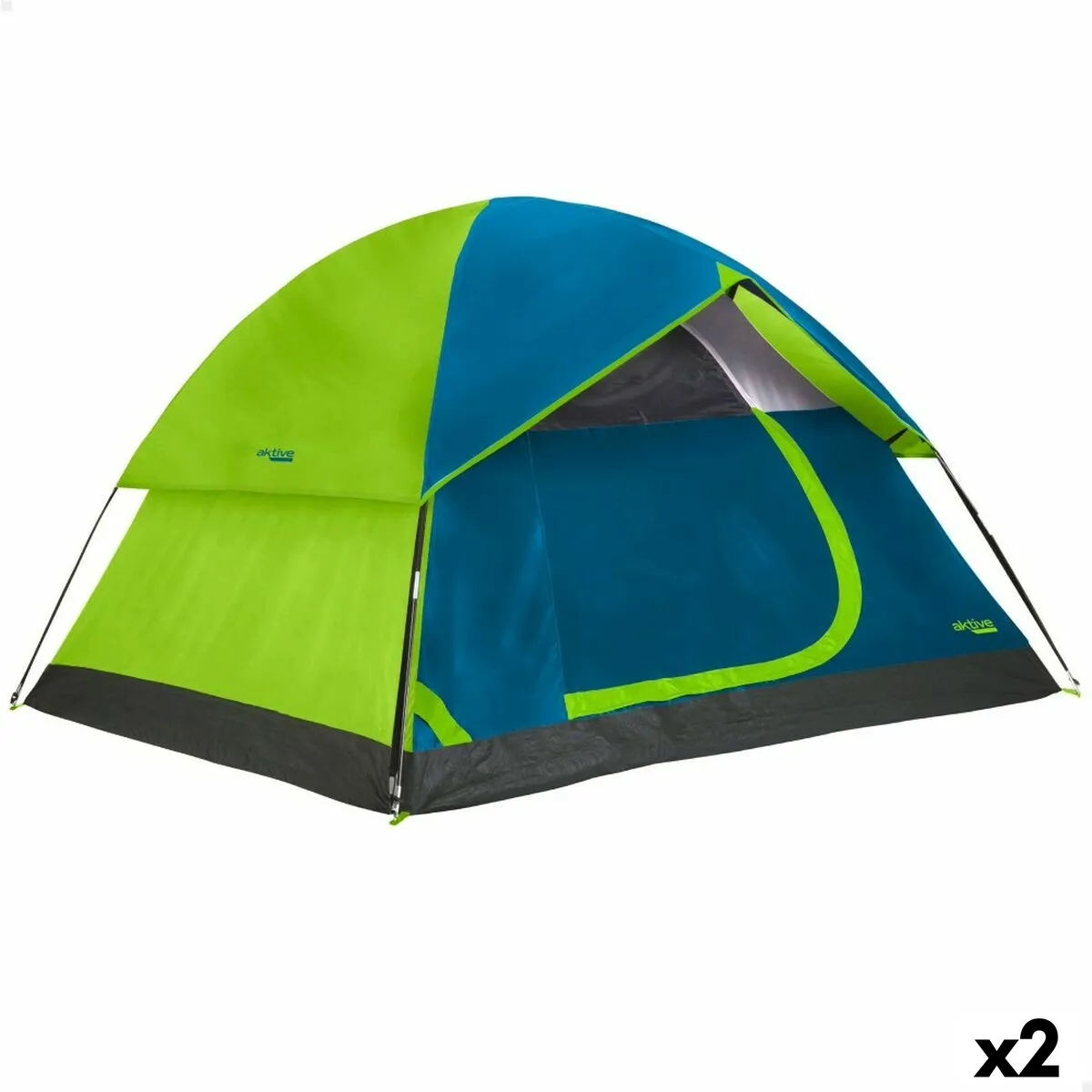 Tenda da Campeggio Aktive 4 persone 240 x 130 x 210 cm (2 Unità)