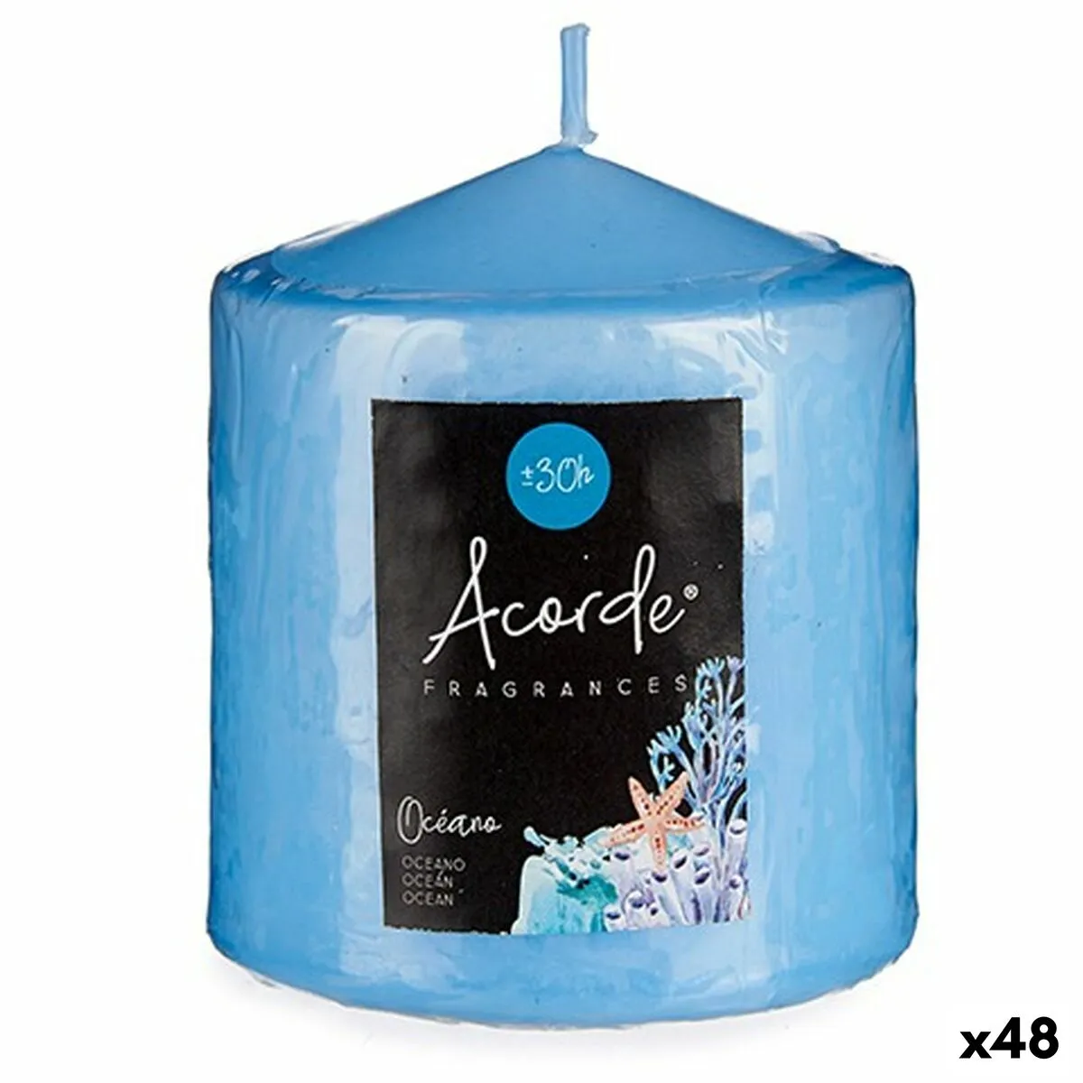 Candela Profumata Oceano Azzurro 7 x 8 x 7 cm (48 Unità)