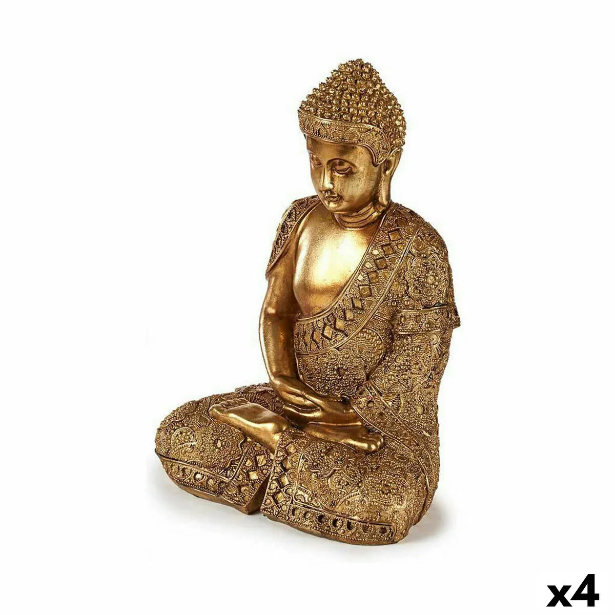 Statua Decorativa Buddha Seduto Dorato 18 x 33 x 22,5 cm (4 Unità)